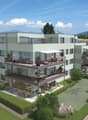 4-story apartment building, balconies, garden, car park, communal areas