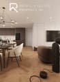 dining area with a dining table and chairs, a sofa, a television, and a coffee table