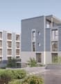 3 story building, garage, parking lot, balconies, windows