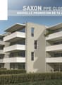 Modern apartment building with balconies, 3 floors, glass windows, greenery on balconies