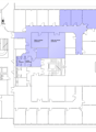 Floor plan of a commercial building with dining room, meeting room, common kitchen, and common WC.
