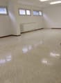 Empty room, white walls, white floor, windows, radiators