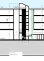 multi-storey building, raised ground floor, parking, terraces, garage