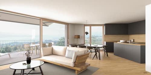 Magnifique vue sur le lac  pour cet appartement en attique de 4.5 pièces, avec balcon-terrasse orienté Sud-Ouest et jardin privatif (1)