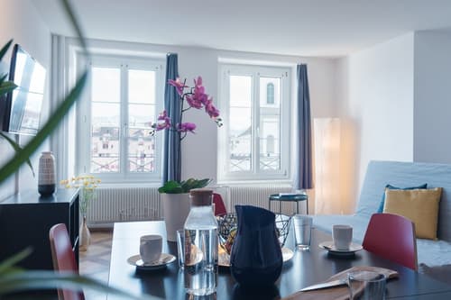Elegante und modern eingerichtete 3.5 Zimmer Wohnung mit Blick auf die Reuss