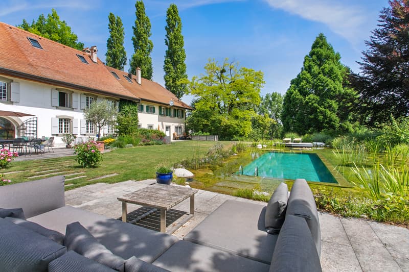 La propriété avec piscine à débordement et vaste jardin / Das Anwesen mit Natur-Pool und grossem Garten