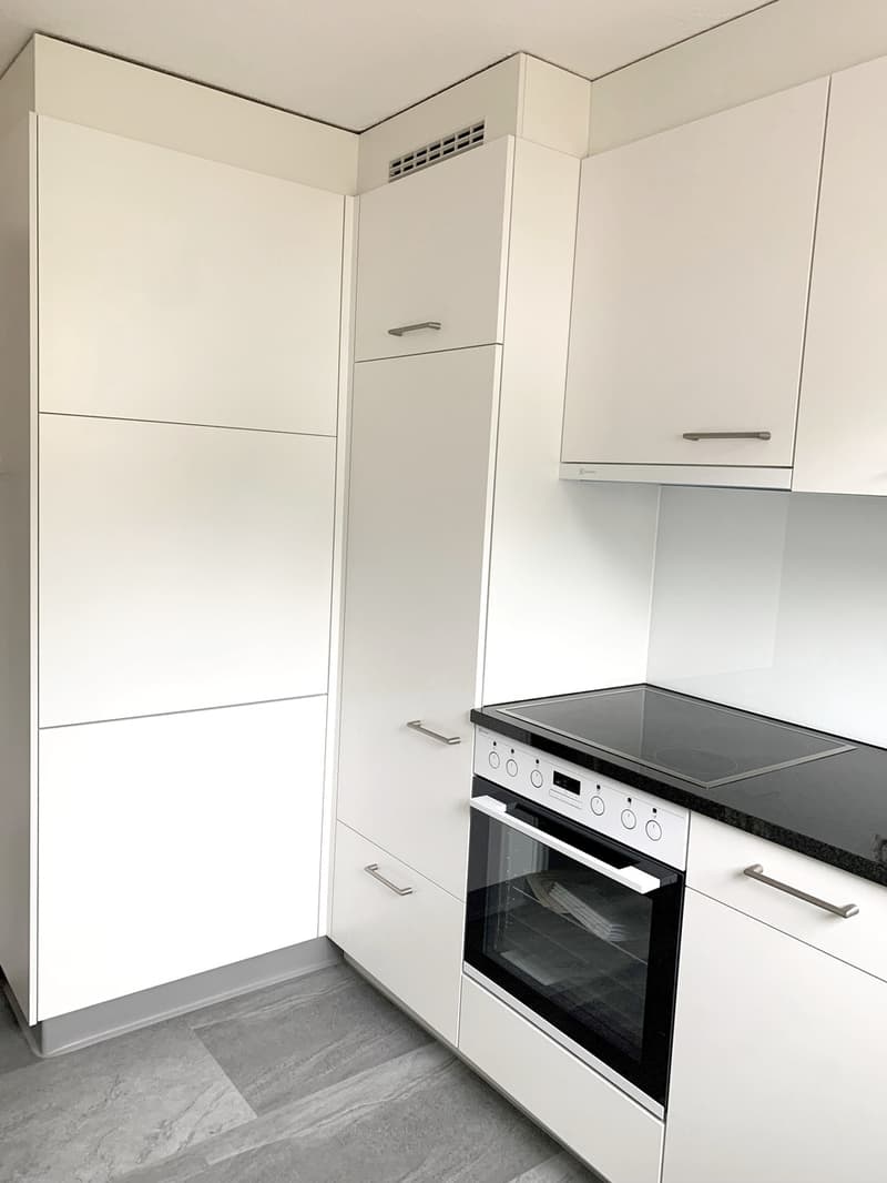 Neue Küche mit Kühlschrank und Gefrierschrank