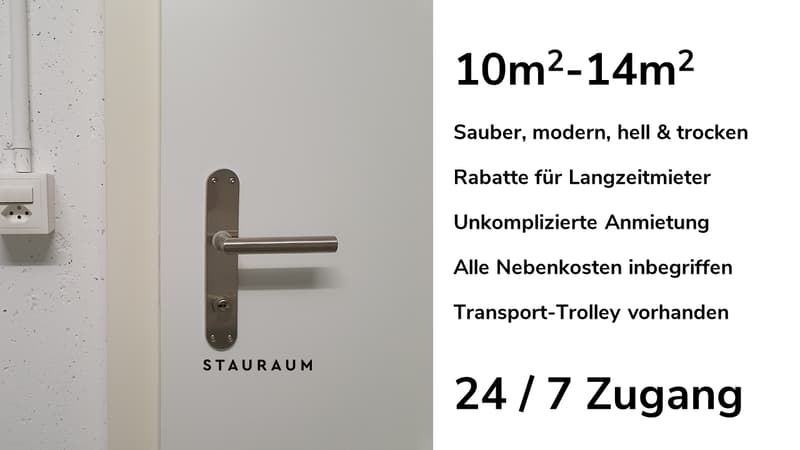 Lagerräume zw. 10-14m2. Unkompliziert, modern & trocken. (1)