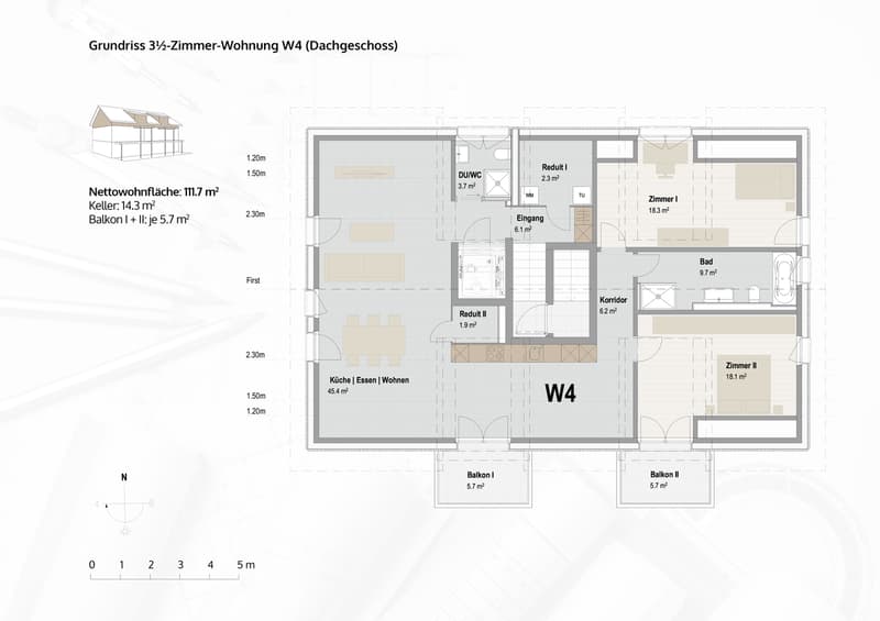 Grosszügige 3.5-Zimmer Dachgeschosswohnung in Hägglingen (2)