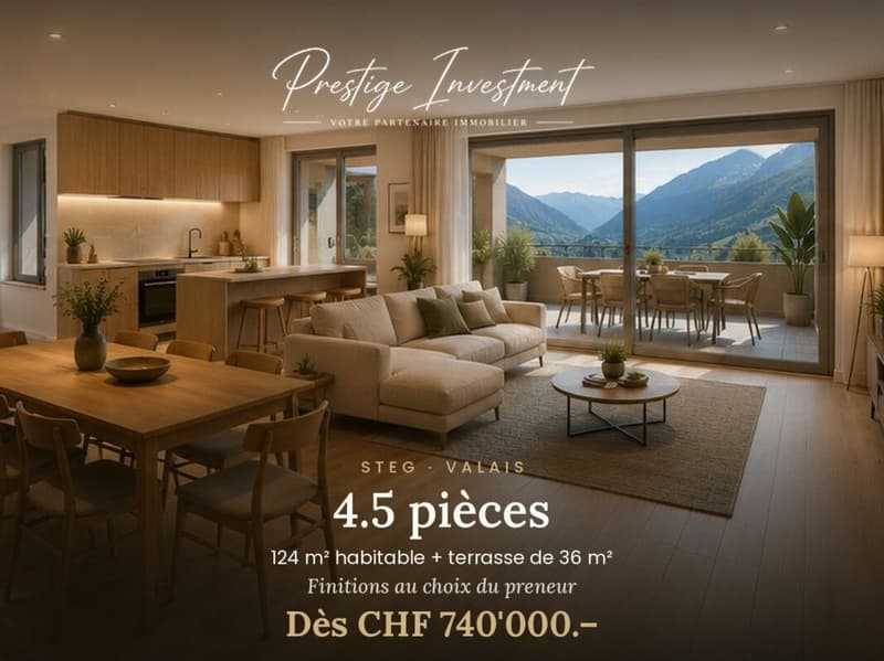 Appartement 4.5 pièces neuf · 124 m² + terrasse 36 m² · Steg (VS) (1)
