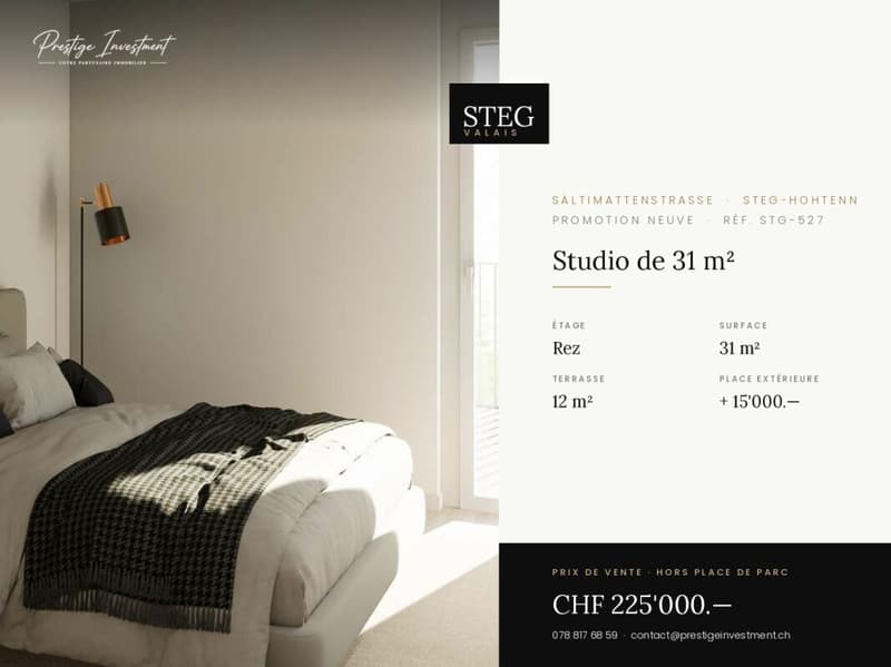 STEGref527 - Studio de plain-pied, terrasse, CHF 225'000.-- (1)