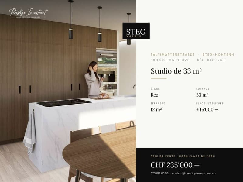 STEGref783 - Studio de plain-pied, terrasse, CHF 235'000.-- (1)