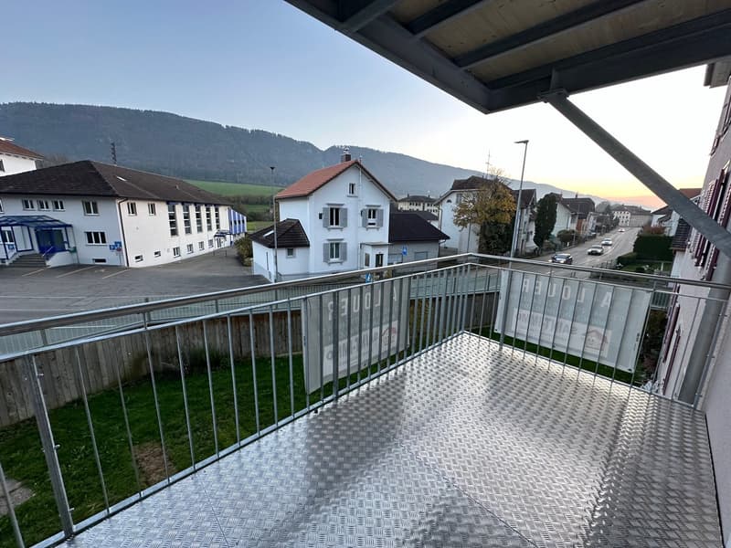 metal railings, view to road, view to mountains, garden in front