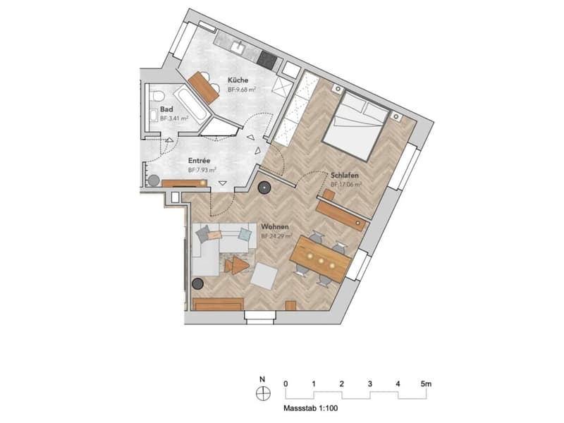 Basel-Güterstrasse möbliertes 2.5-Zimmer-Apartment (7)