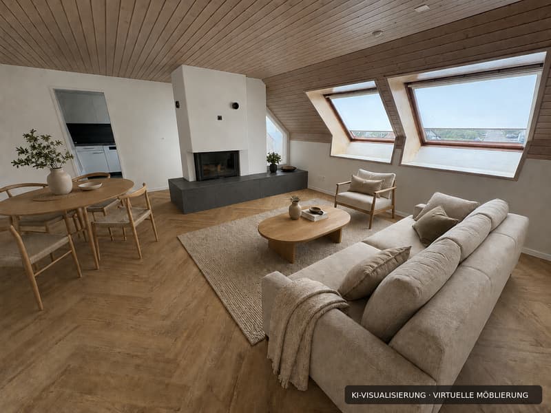 Renovierte 4.5-Zimmer-Dachwohnung mit Cheminée, Lift und Weitblick (2)