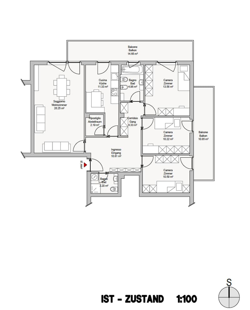 EXKLUSIV: Verkauf einer attraktiven 1-Zimmer-Wohnung mit zwei sonnigen Balkonen im vorletzten Stock in Gries (2)