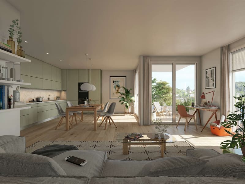 3.5 Zimmerwohnung W5 mit 83m2 Wohnfläche in zentralem Neubau in Oberwil (1)