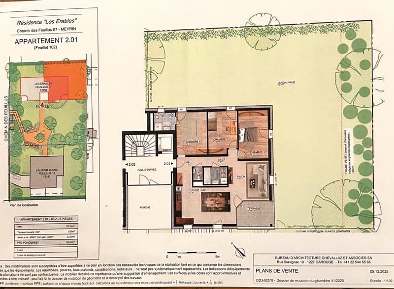 Living room, kitchen, 2 bedrooms, 2 bathrooms, terrace, private garden, parking place