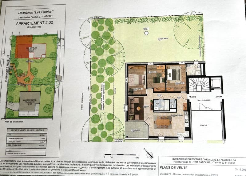 3 bedrooms, living room, kitchen, bathroom, terrace, parking place