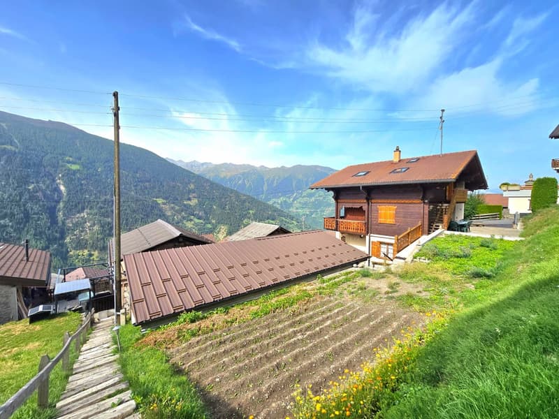 Magnifique chalet familial de 2 appartements. Annexes, extérieur, soleil et vue, Val d’Hérens (43)