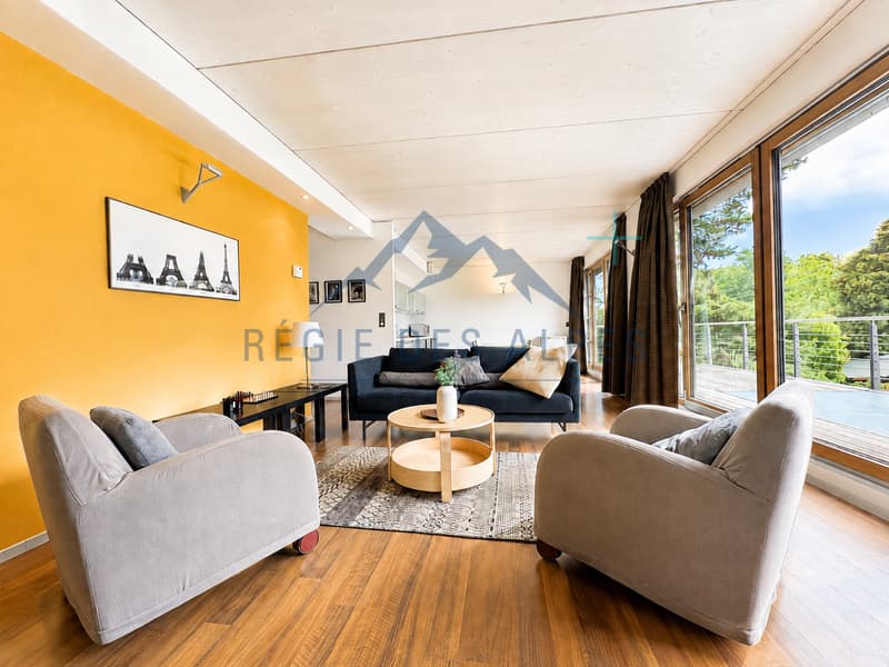 À reprendre - Élégant appartement meublé de 3,5 pièces avec vaste terrasse à Genthod (1)