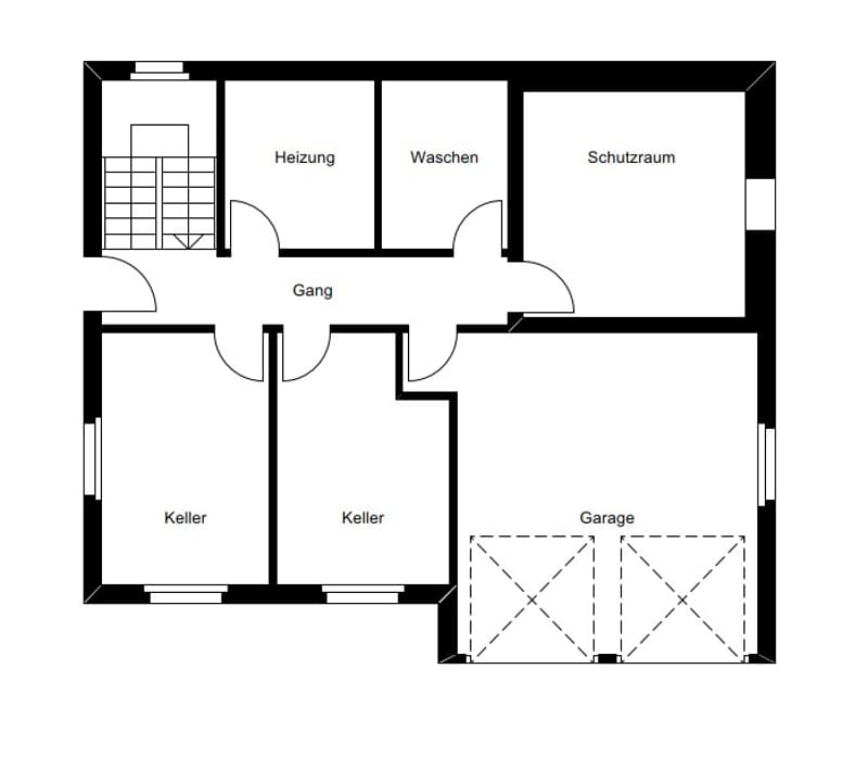 Living room, hallway, 2 bedrooms, bathroom, storage, garage