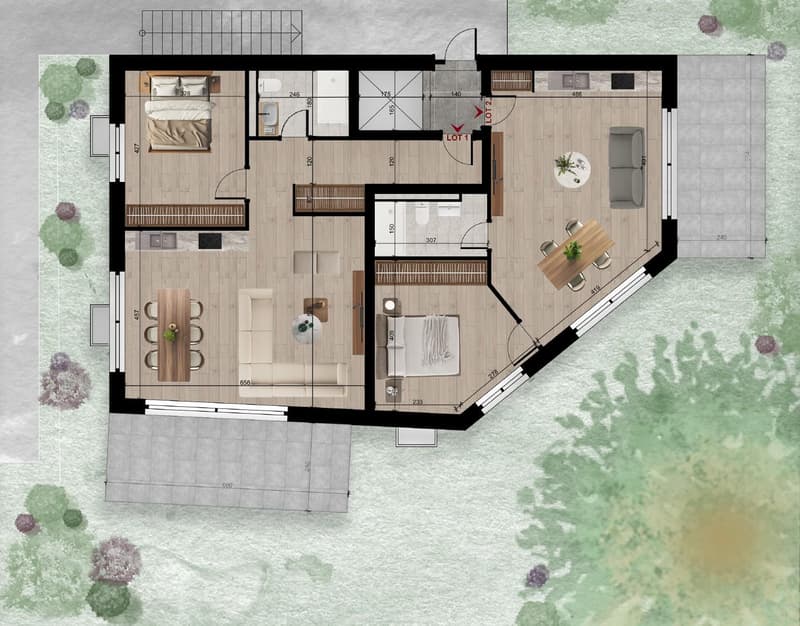 Projet neuf Lot 1 : 2.5 pièces avec terrasse et jardin privatif (8)