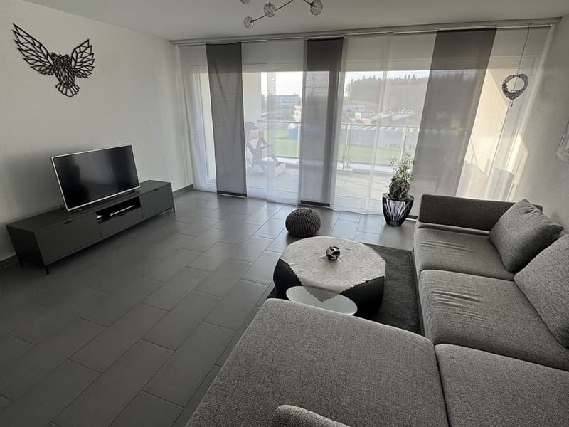 Très beau logement dans petit immeuble, coin verdoyant, de 3,5 pièces avec balcon (2)