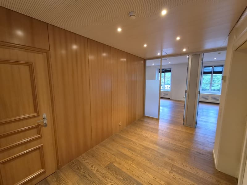Bureau d'environ 178m2, traversant et lumineux, situé au 1er étage d'un immeuble de caractère et de standing au coeur de Genève. (5)