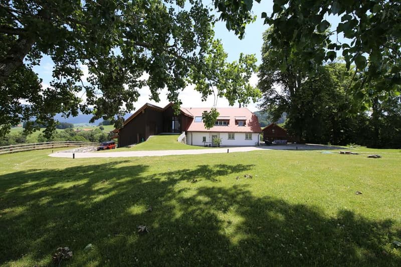 «En exclusivité» demeure de charme de 9 pièces avec dépendance située sur une parcelle entièrement clôturée de 8'789 m2 tranquillité absolue a 20 mn de fribourg