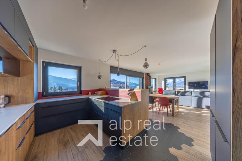 Villa neuve de standing avec vue spectaculaire sur le lac du Louché et les Alpes (2)