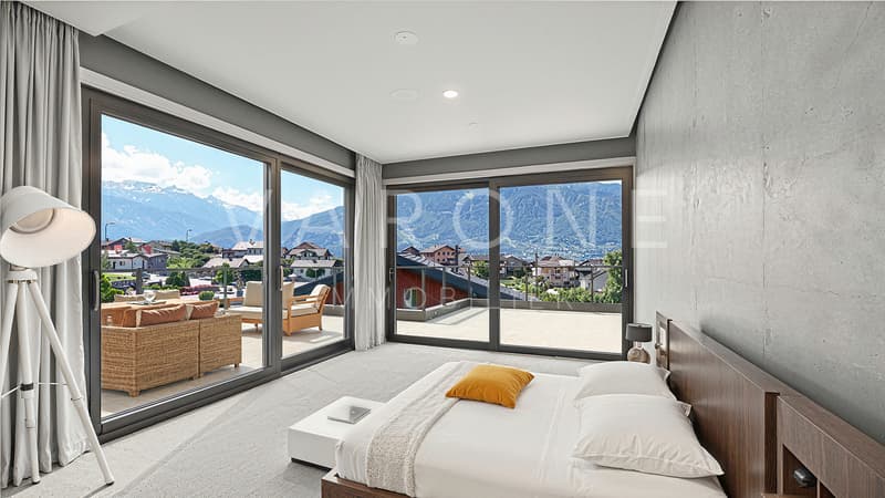 Vue 3D intérieure de la chambre