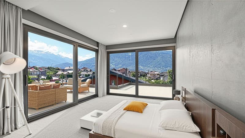 Vue 3D intérieure de la chambre