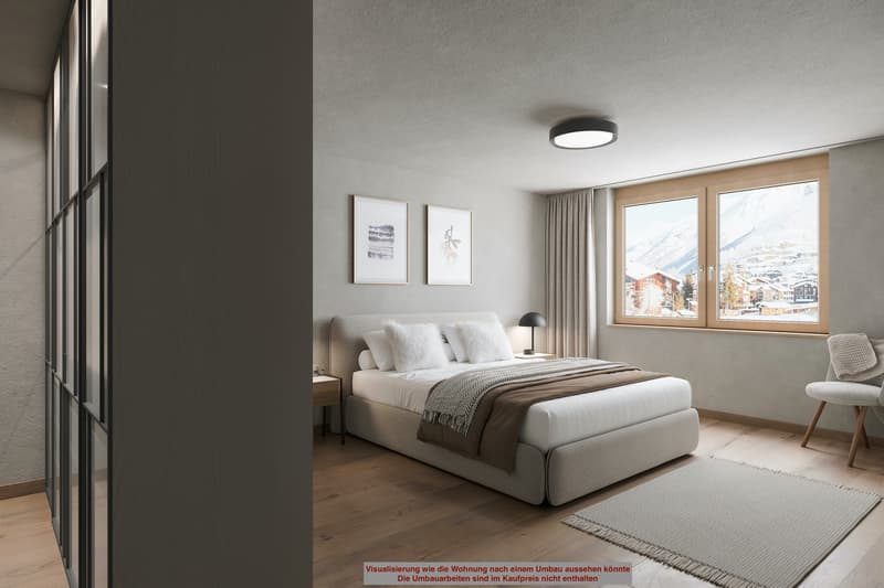 Visualisierung Schlafzimmer | Visualisierung wie der Wohnung nach einem Umbau aussehen Könnte. Die Umbauarbeiten sind im Kaufpreis nicht enthalten.