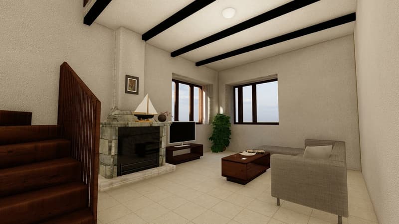Salon, séjour avec cheminée / Wohnzimmer, Wohnzimmer mit Kamin / Living room with fireplace