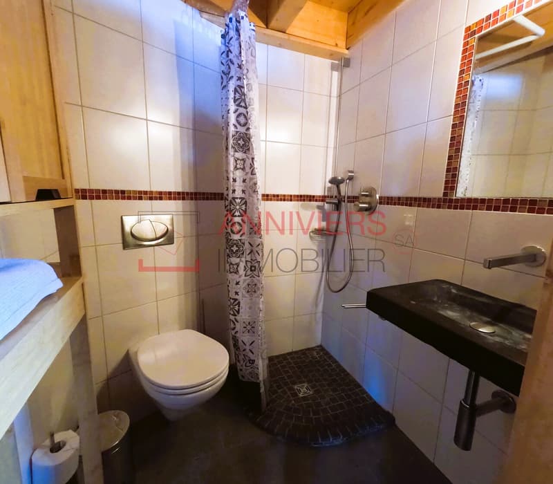 Salle d'eau avec douche italienne, lavabo et WC