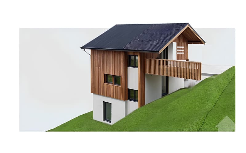 Façade nord-est avec couvert