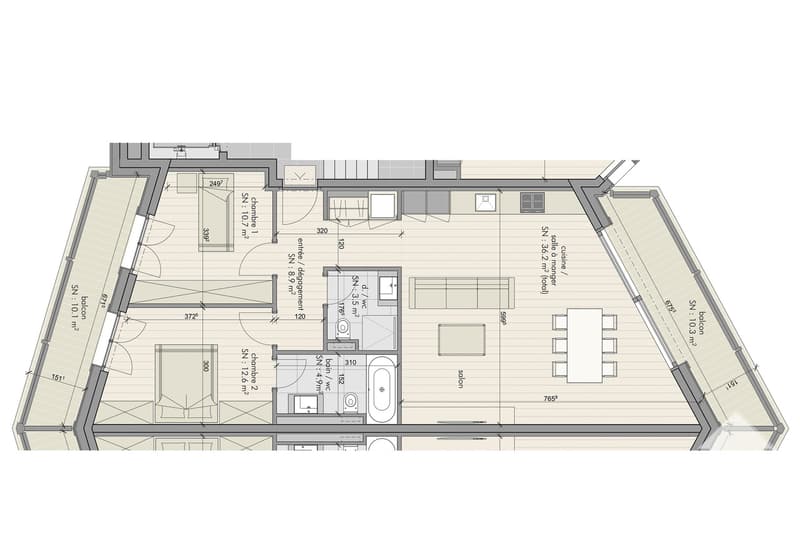 Spacieux appt, 3.5 p, 98 m2, au 1er étage d'un immeuble neuf (3)