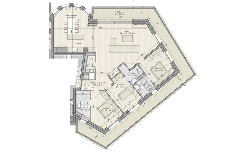 Spacieux appt, 4.5 p, 151 m2, au 2e étage d'un immeuble neuf (4)