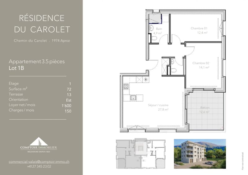 Dernier 3.5 pièces avec terrasse de 13 m² dans petit immeuble neuf à Aproz (6)