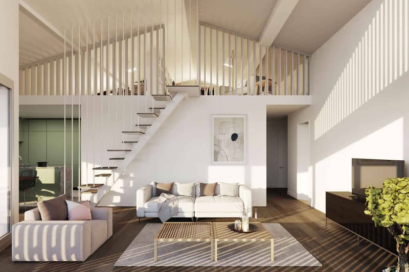 Séjour avec mezzanine