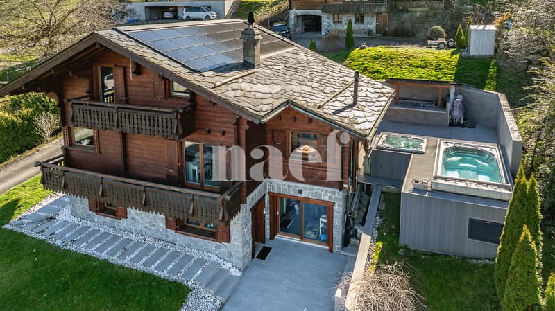 Magnifique chalet rénové avec jacuzzi et piscine à contre-courant à vendre à Choëx (3)