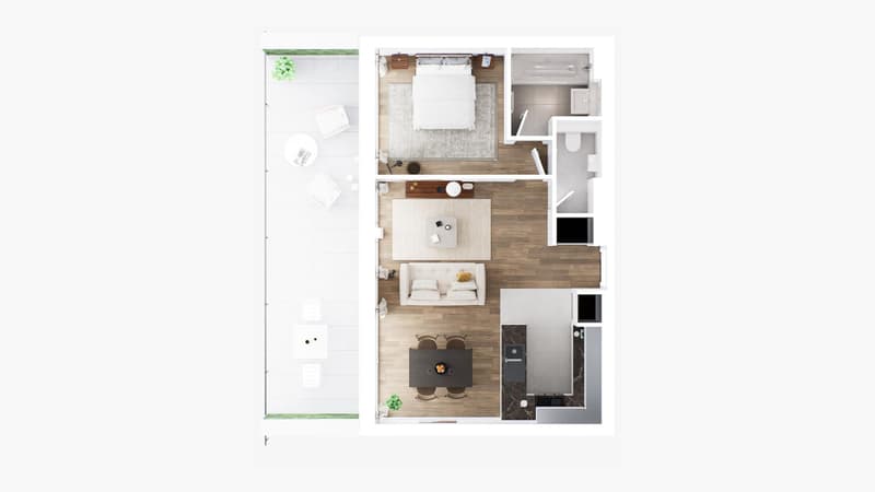 Lot H-103 - Appartement de 1.5 pièces au 1er étage (2)