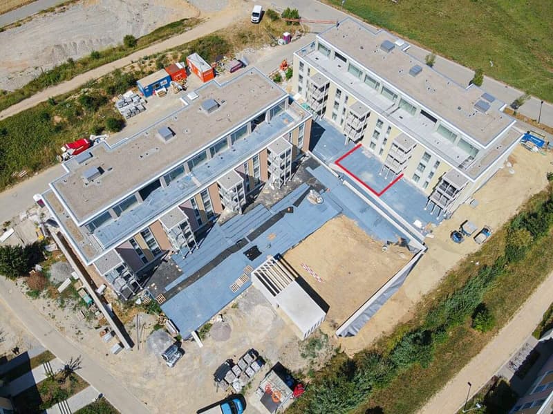 Standort der angebotenen Wohnung, aktuell im Rohbau.