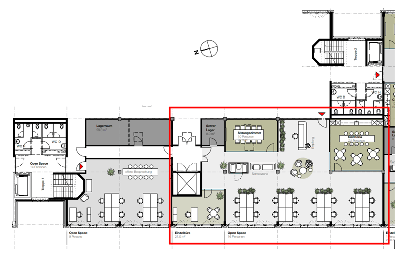 Grundrissplan Bürofläche