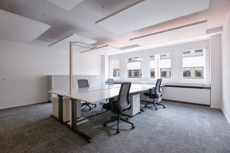 Beispiel eines 35 m² Privatbüros optional möbliert erhältlich