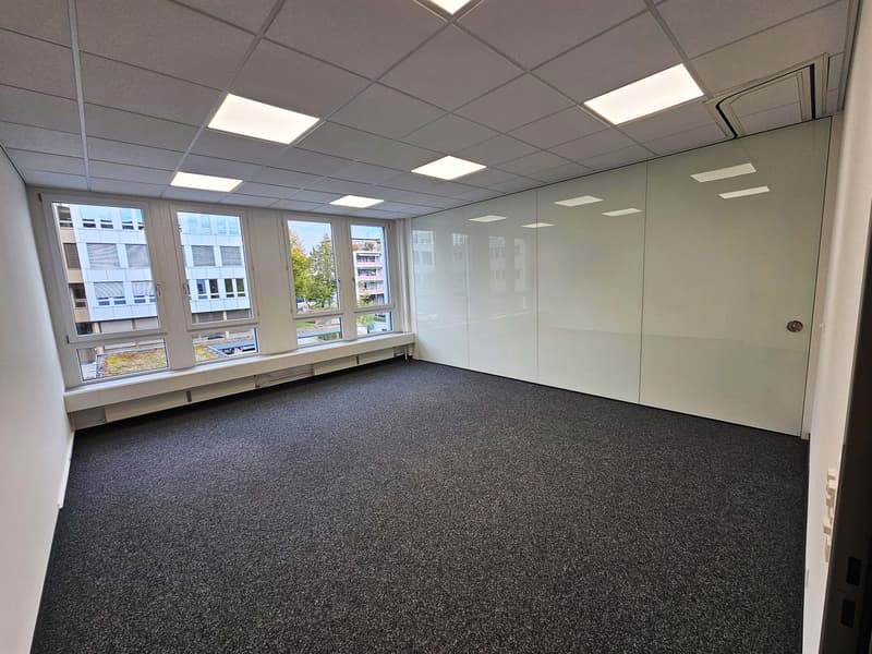 Büro oder Sitzungszimmer mit mobiler Glastrennwand