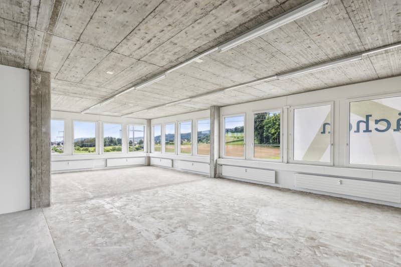 Halboffenes Eckbüro mit Blick ins Grüne