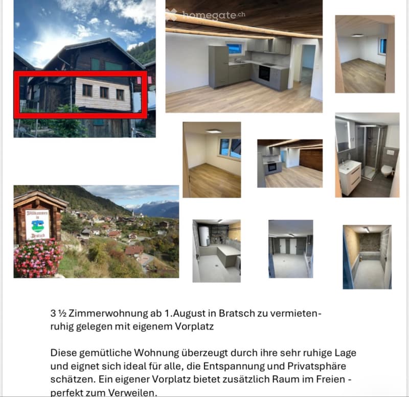 3 1/2 Zimmerwohnung ab 1 August in Bratsch zu vermieten (5)