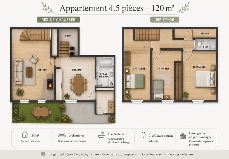 A louer grand appartement de 4.5 pièces dans une maison (2)